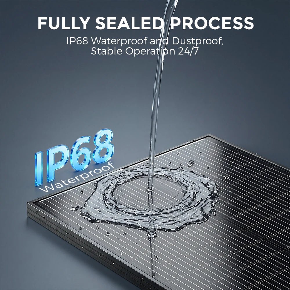 Rvpozwer 100W Monocrystalline Solar Panel High Efficiency IP68