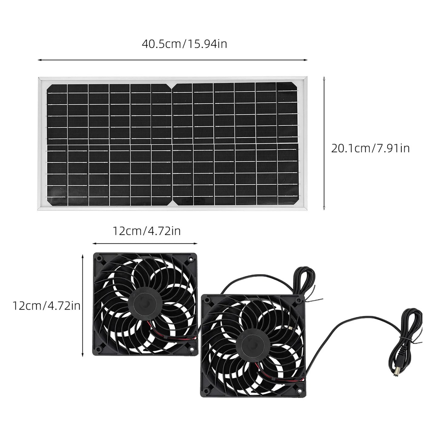 Solar Ventilation Fan Solar Exhaust Fan Kit Easy To Install High Efficiency with 16W Solar Panel for Greenhouse Chicken Coop