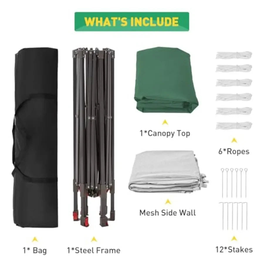 13'x13' Pop Up Gazebo Hexagonal Outdoor  Tent with Mosquito Netting Dual Vent Roof Awning Waterproof UV Resistant Height Adjust