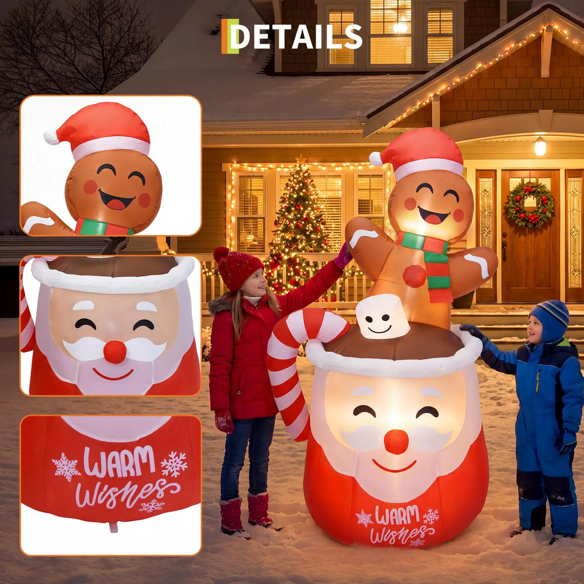 HiMISS Christmas Gingerbread Man Inflatable With LED Lights