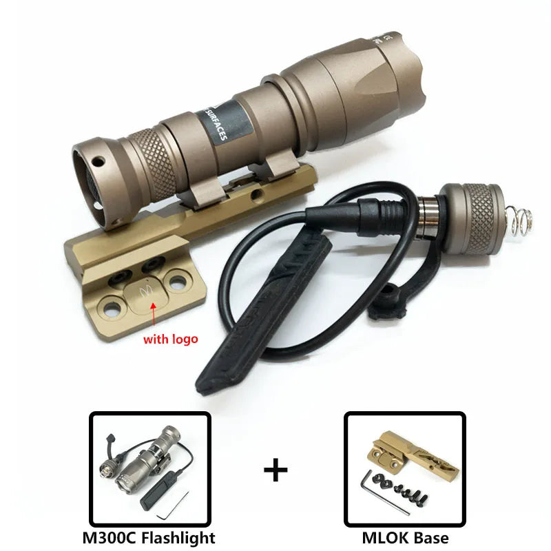 Tactical M300 M60 LED Flashlight for Airsoft with MLOK Mount