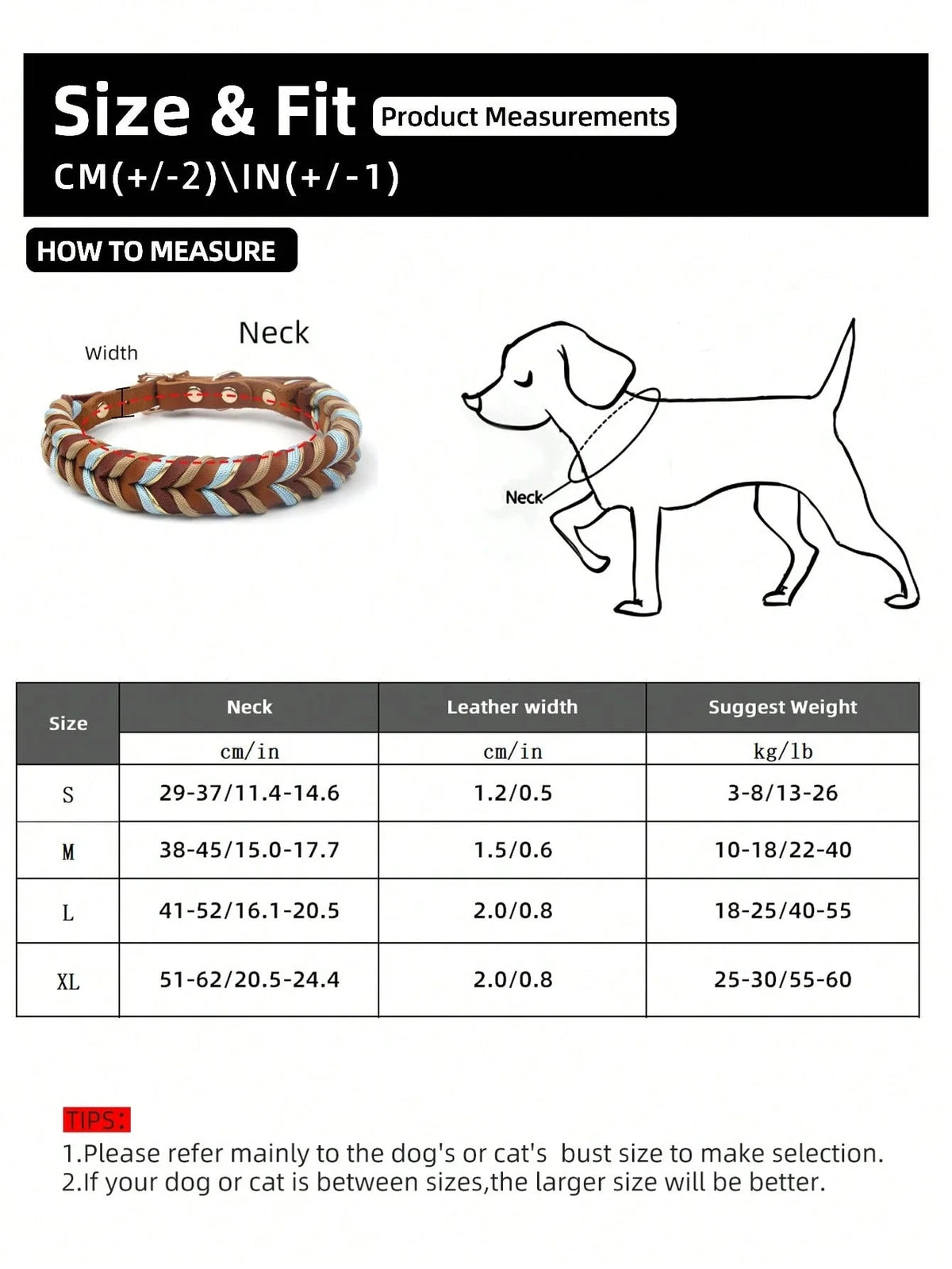 Handmade Braided Genuine Leather Pet Collar, Adjustable Metal Buckle, Suitable For Medium And Large Dogs, Leather Leash Each SK