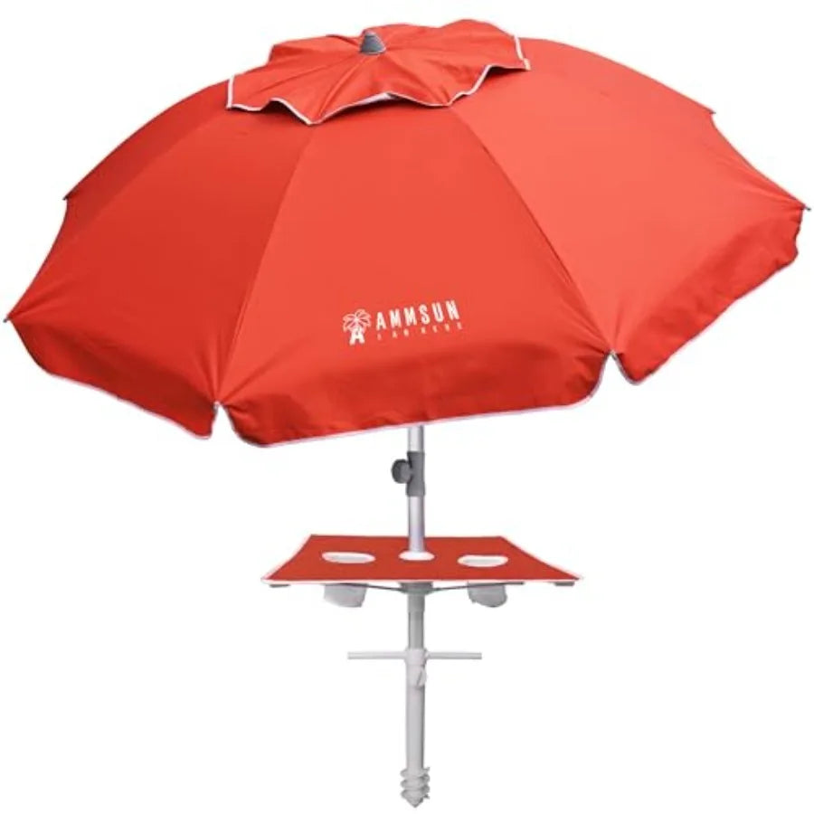 Heavy Duty Windproof Beach Umbrella With Sand Anchor Tray