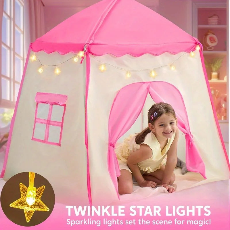 Joyfy Princess Castle Play Tent With LED Lights For Kids Indoor Outdoor