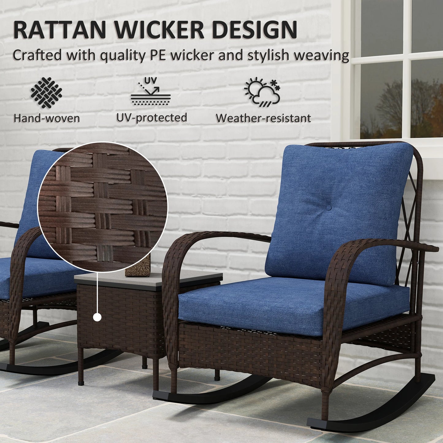 Outdoor Patio Furniture Set With Rocking Chairs And Coffee Table