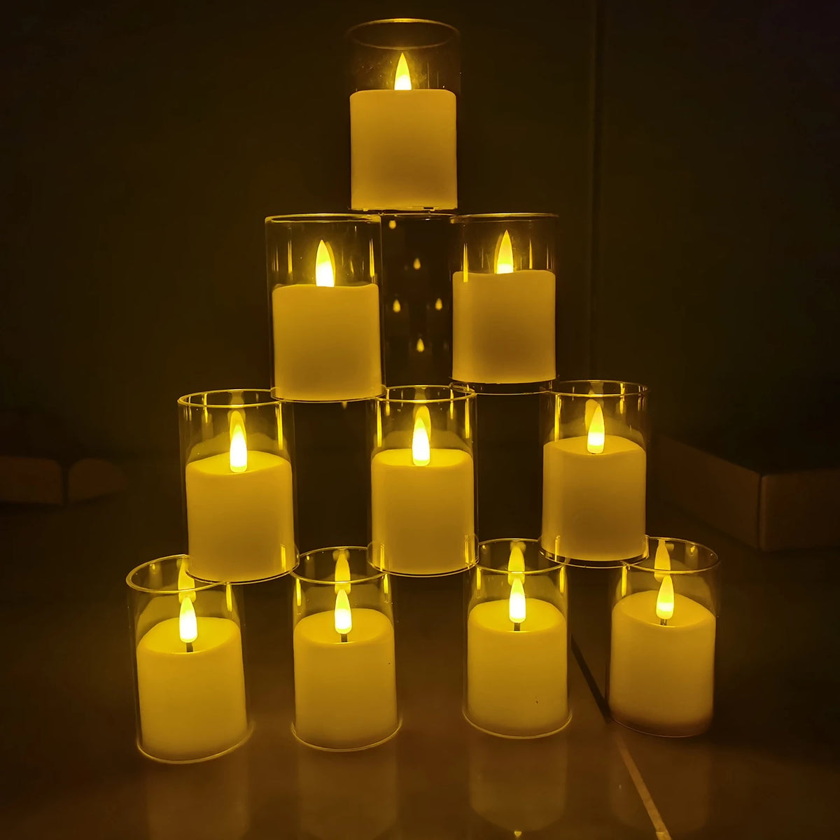 6pcs Flameless Led Electronic Candles Acrylic Glass Christmas Birthday Wedding Atmosphere Decoration Candle Lights
