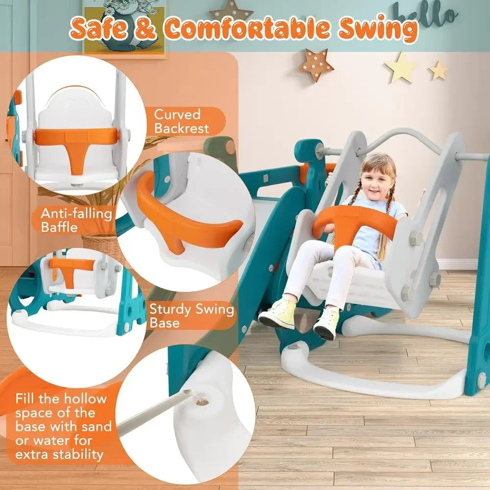 Toddler Swing and Slide Set with Basketball and Climber
