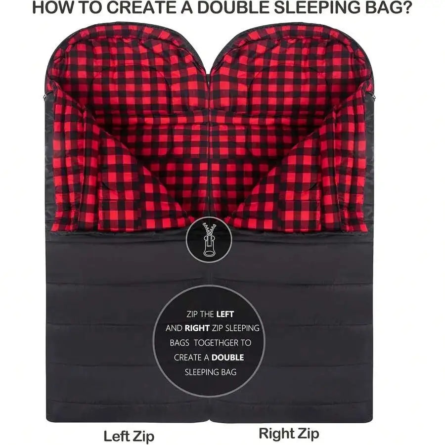 0 Degree Sleeping Bag XXL For Adults Big And Tall Cold Weather Winter Zero Degree Camping, Heavy-Duty Cold Weather Winter Campin