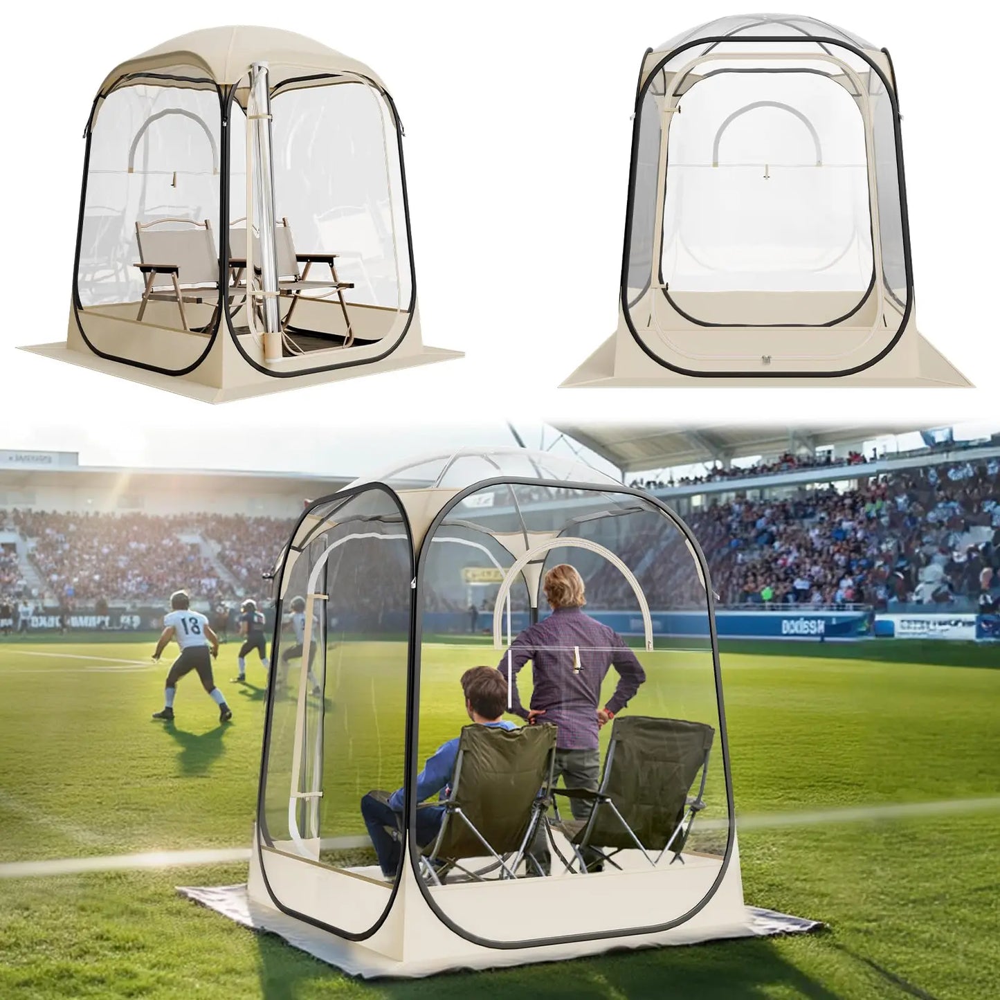 Pop-Up Clear Bubble Tent For 1-6 Adults, Waterproof Outdoor Dome Shelter With Floor Mat