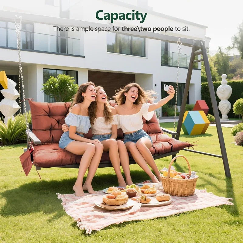3 Seater Porch Swing Cushion,Thick Cushion Patio Swing Furniture 3-Person Outdoor Furniture