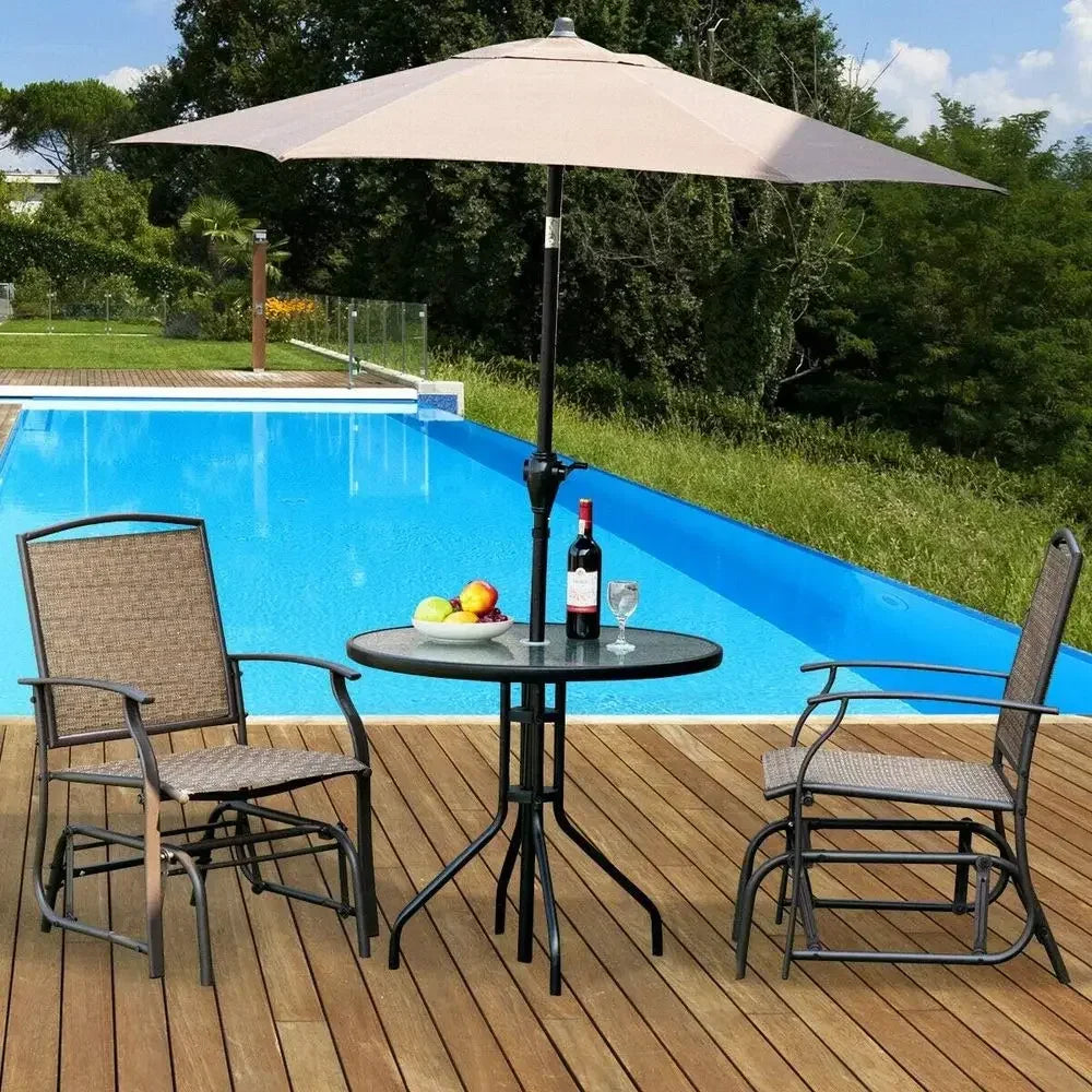 Outdoor Steel Patio Swing Set With Glider And Rocking Chair