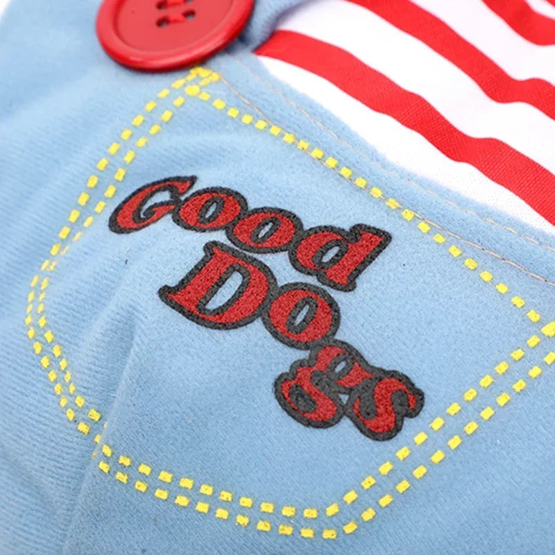 In Stock Halloween Chucky Doll Pet Costume, Funny 3D Upright Dog Cat Outfit, Cosplay Party Clothes for Small Medium Puppy Kitten