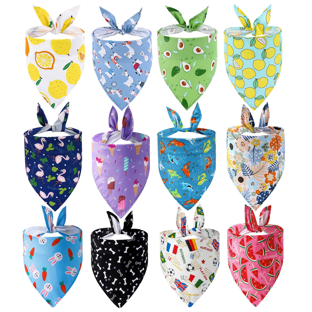 Adjustable Washable Floral Pattern Dog Neck Bandana