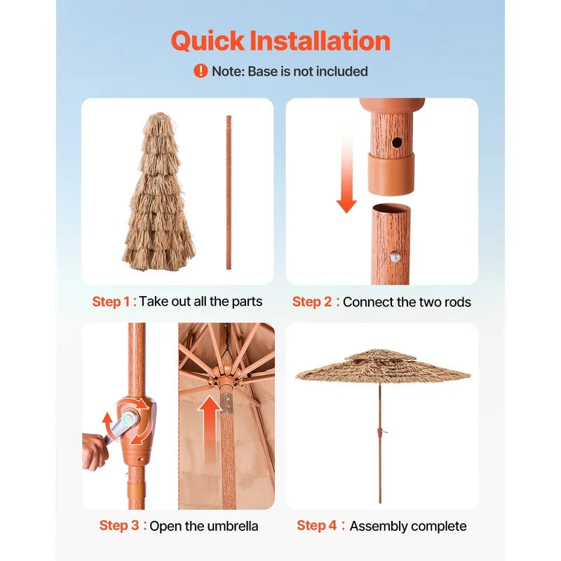 9 ft Tiki Thatched Patio Umbrella 2-Tier for Pool Beach