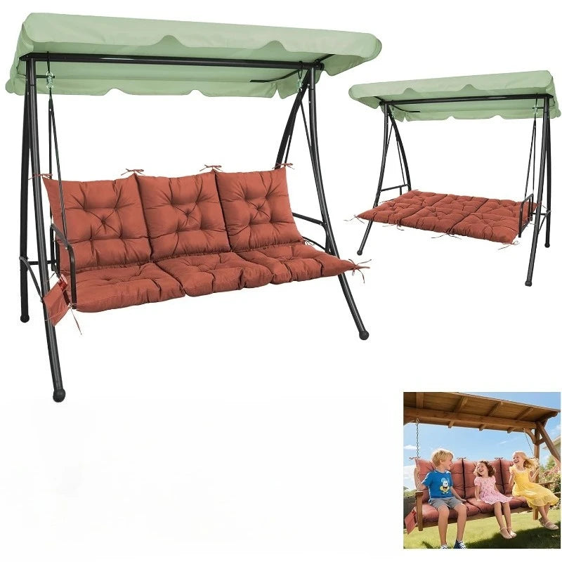 3 Seater Porch Swing Cushion,Thick Cushion Patio Swing Furniture 3-Person Outdoor Furniture