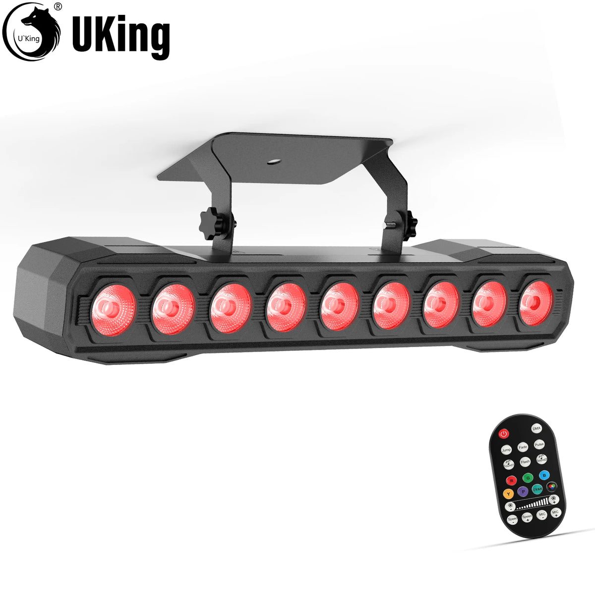 U'King 60W Wall Wash Light Bar 9LEDs RGBW DJ Stage Lights Bar With Remote Control For Church Events Wedding DJ Disco Party Bar