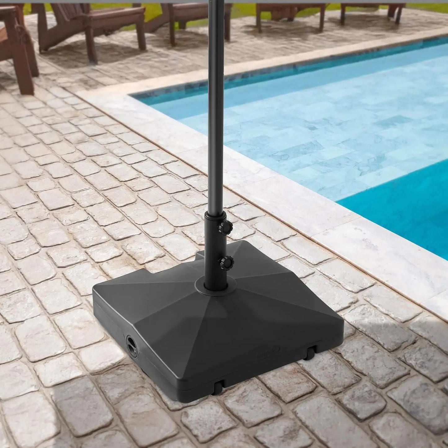 100 lbs Fillable Patio Umbrella Base with Wheels – Heavy Duty Weighted Stand for 10 FT Umbrellas, Black