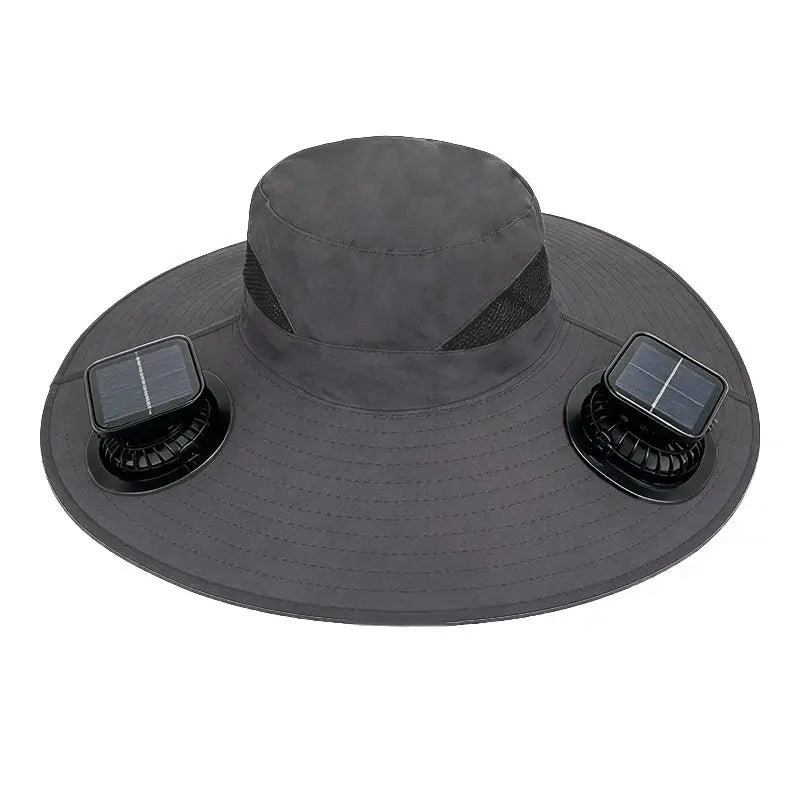 Large Size Quick Dry Bucket Hat With Solar Powered Fan USB Charging Sun Hat For Men Outdoor Hiking Camping Fishing Cooling Wear
