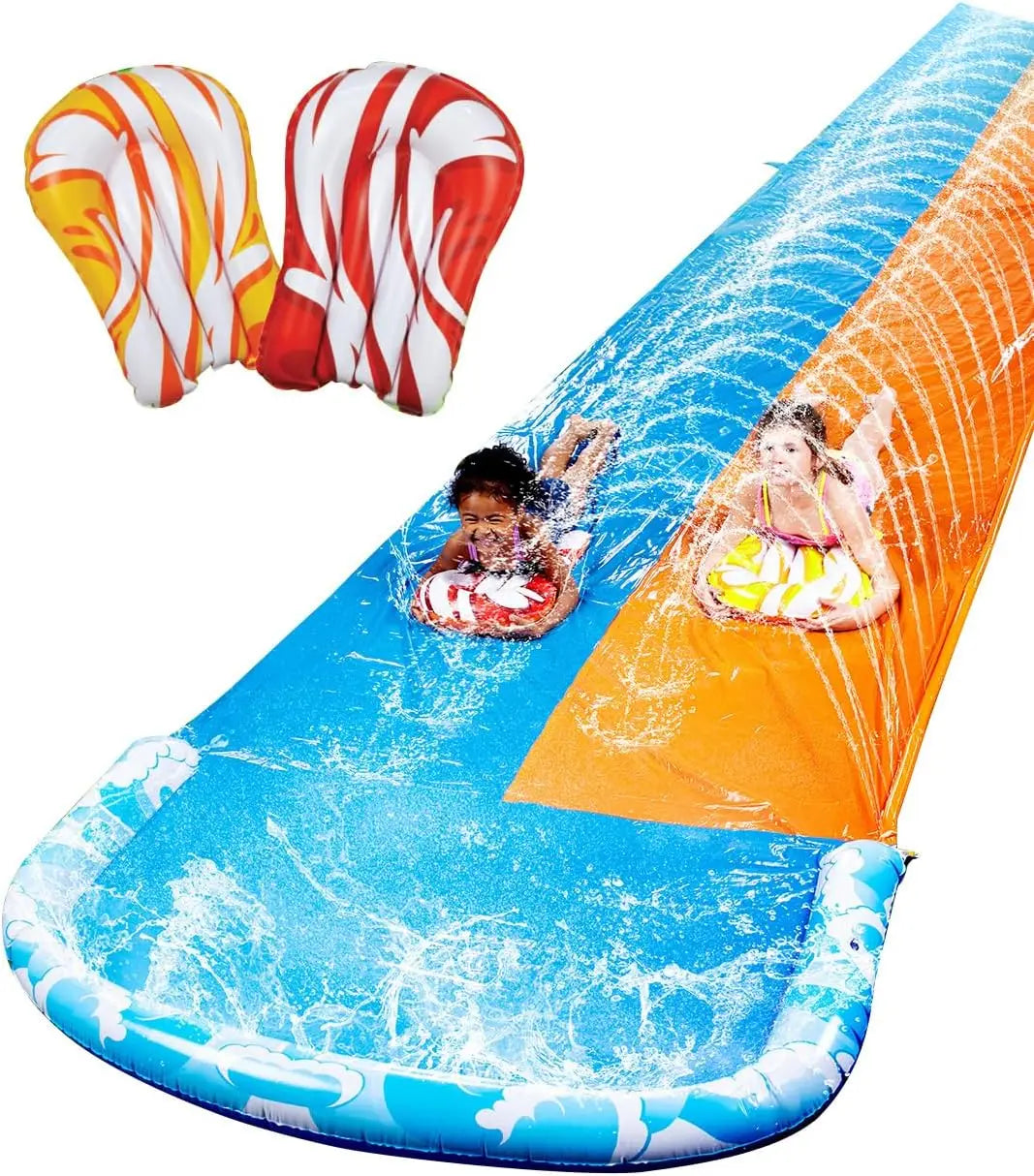 JOYFY 32.5ft Mega Inflatable Water Slide with Dual Racing Lanes 2 Boards Splash Sprayer for Kids Adult Summer Party Outdoor Toy