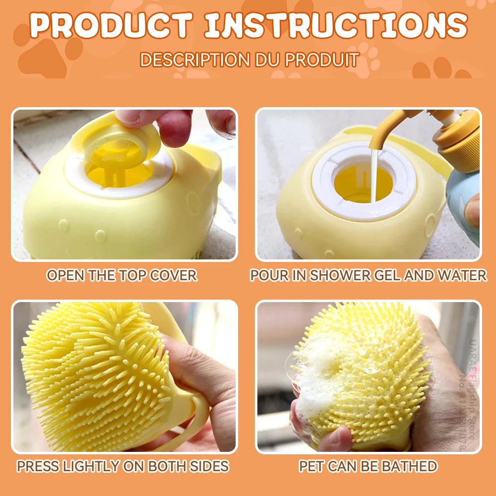 Silicone Pet Shampoo Dispenser Brush For Dogs And Cats