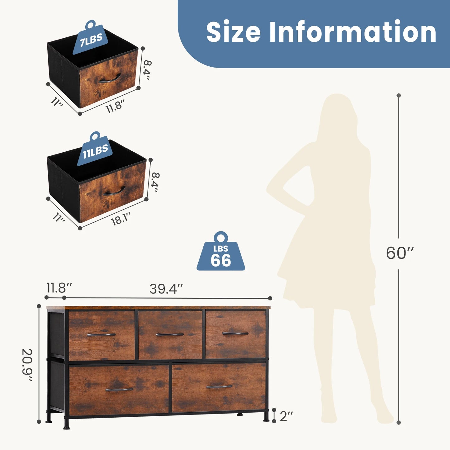 JHK Living Room Display Cabinet With Metal Frame And Drawers