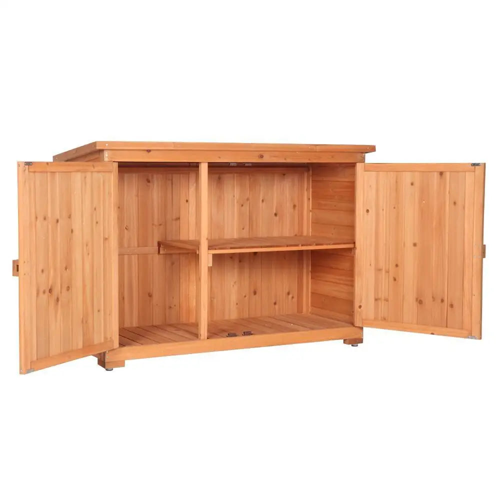 Double Doors Outdoor Live Wooden Garden Shed Wood Storage Cabinet with Lockers
