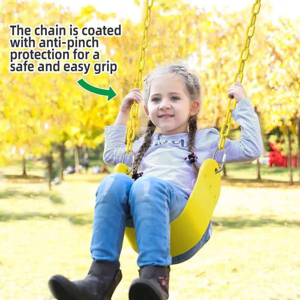 Plastic Swing Set with 66 Rust-Resistant Chains, Holds up to 250 lbs, Ideal for Outdoor Play Areas