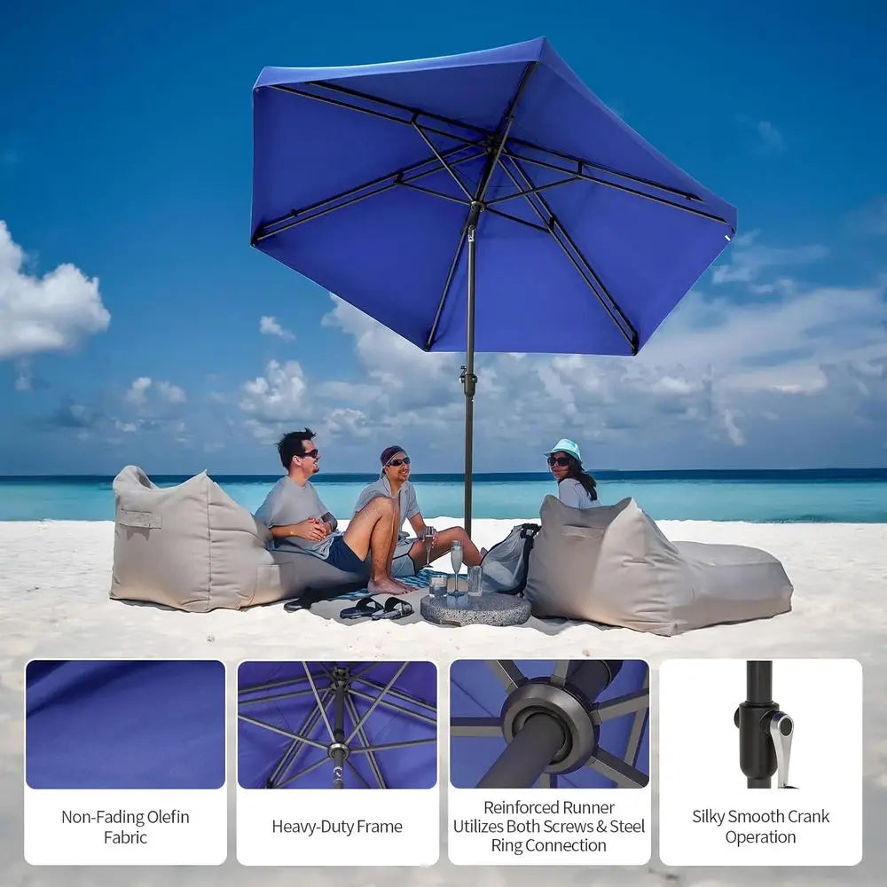 9-Foot Patio Umbrella with Automatic Tilt and Olefin Fabric - 90° Edge Vent for Wind Resistance, Ideal for Outdoor, Pool, and Be