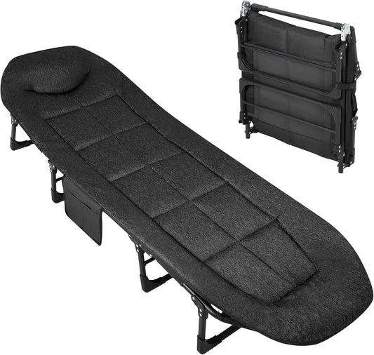75'' Lightweight Camping Tent Cot with Cushion Pillow Portable Folding Bed for Sleeping Patio Beach Pool Indoor Outdoor Bedchair