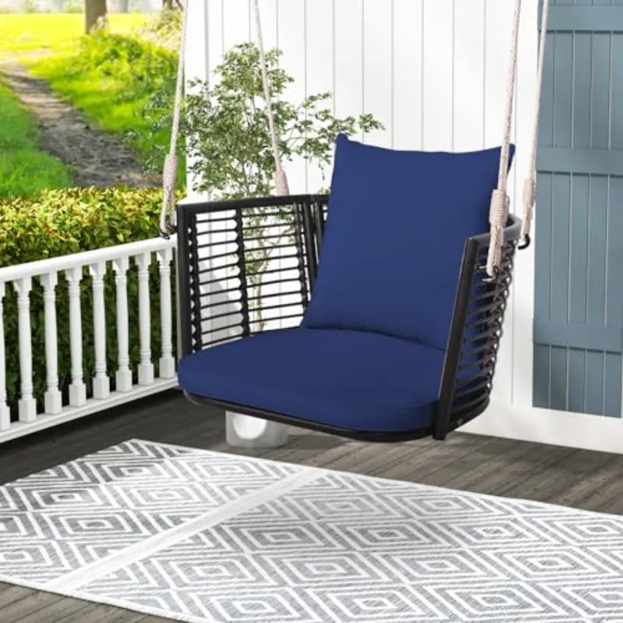 Outdoor Hanging Porch Swing With Comfortable Seat Cushions