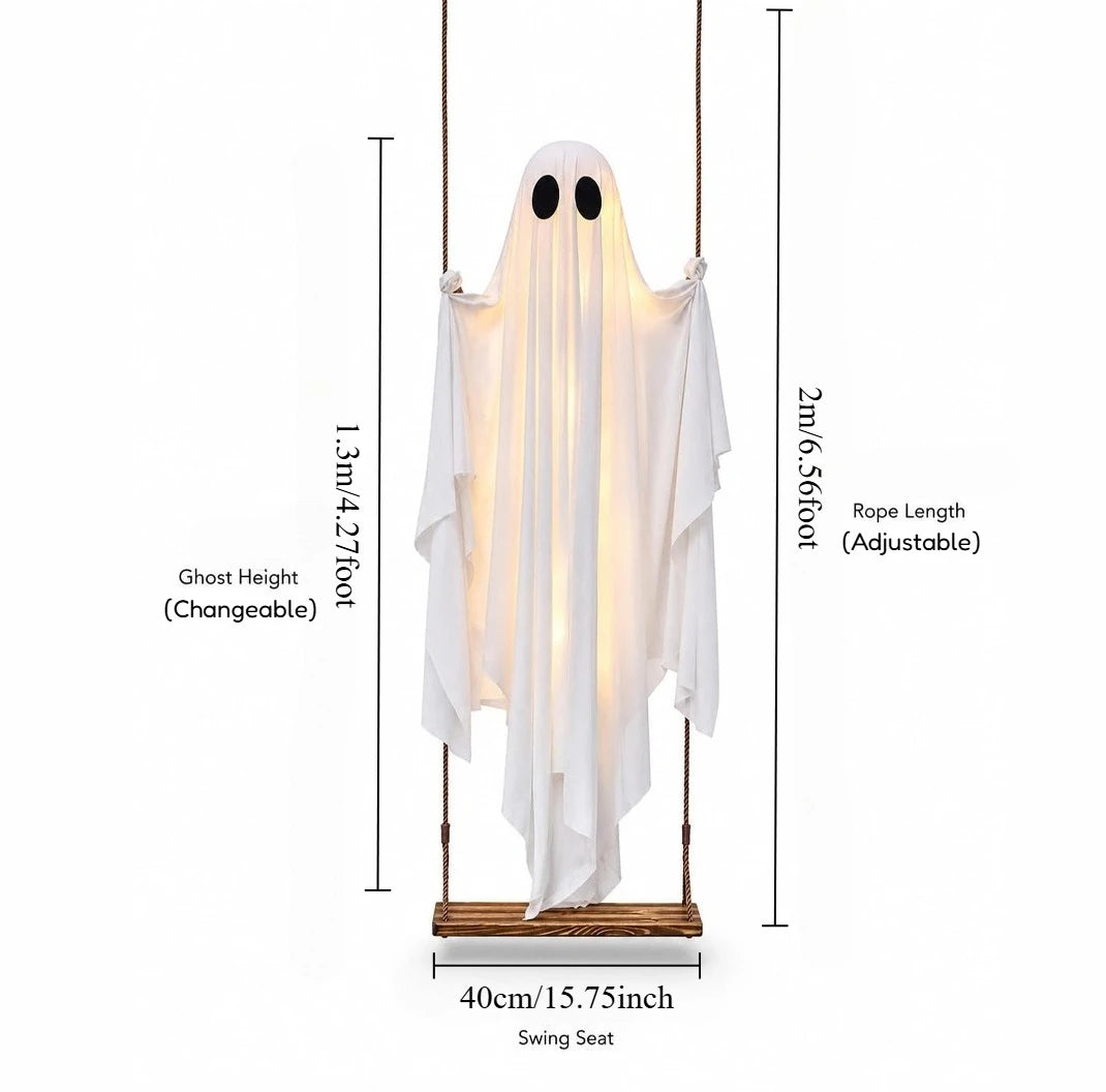 Swinging Ghost Halloween Decoration With LED Lights For Outdoor Use