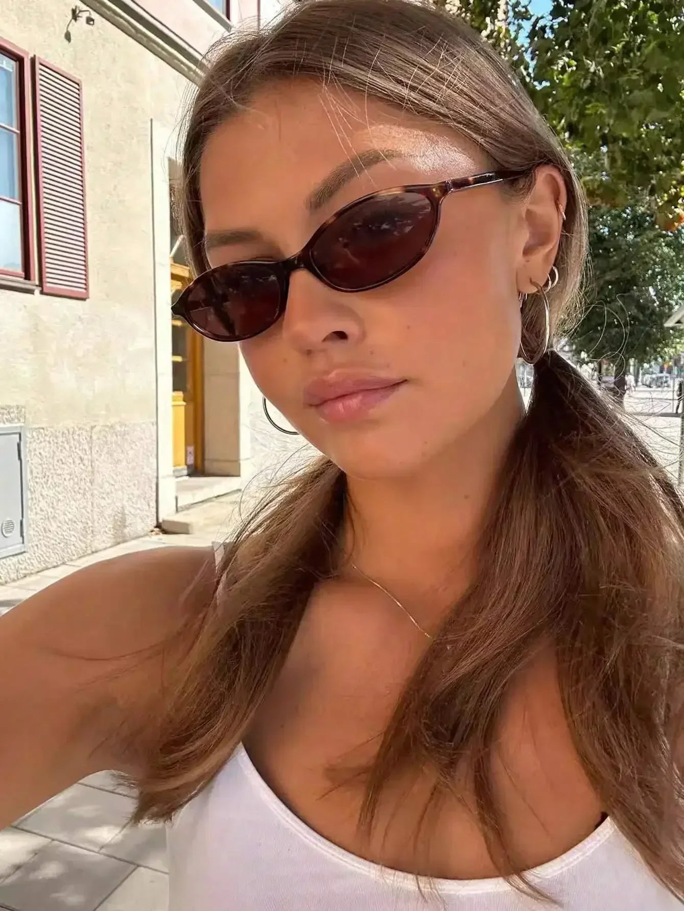 1pc Fashion Small Frame Oval Fashion Glasses Personalized Versatile Vintage Women's Glasses Summer Travel Holiday Beach
