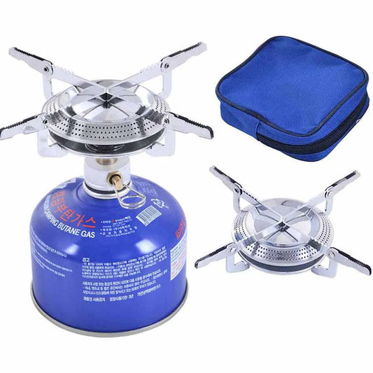 Portable Windproof Camping Gas Stove Foldable Backpack Electronic Stove Head for Outdoor Cooking Picnic Hiking Mountaineering