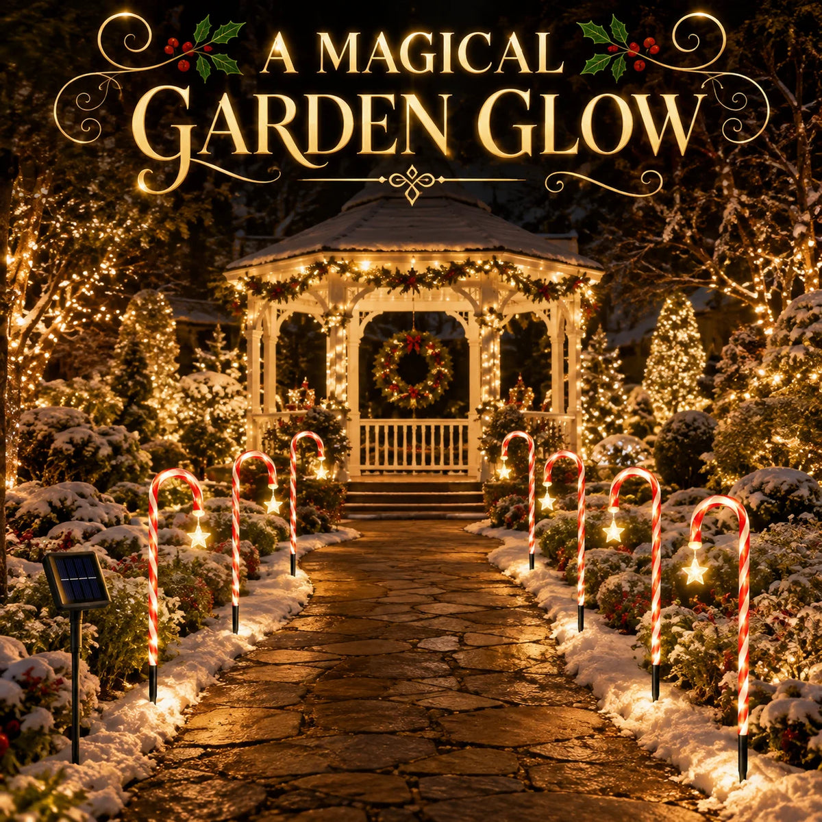 8/12 Pack Solar Candy Cane Lights,Outdoor Christmas Pathway Decor Solar powered candy cane pathway lights with IP65 waterproof, twinkle mode, perfect for Christmas yards, gardens,weddings.