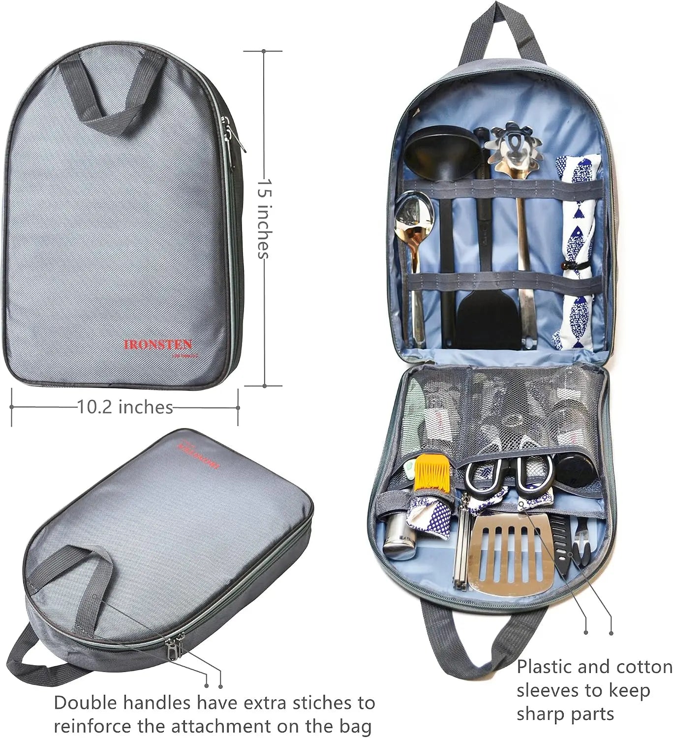 40 Pcs Camping Cooking Utensils Set, Portable Kitchen Kit with Bag for Outdoor Picnic BBQ Grill