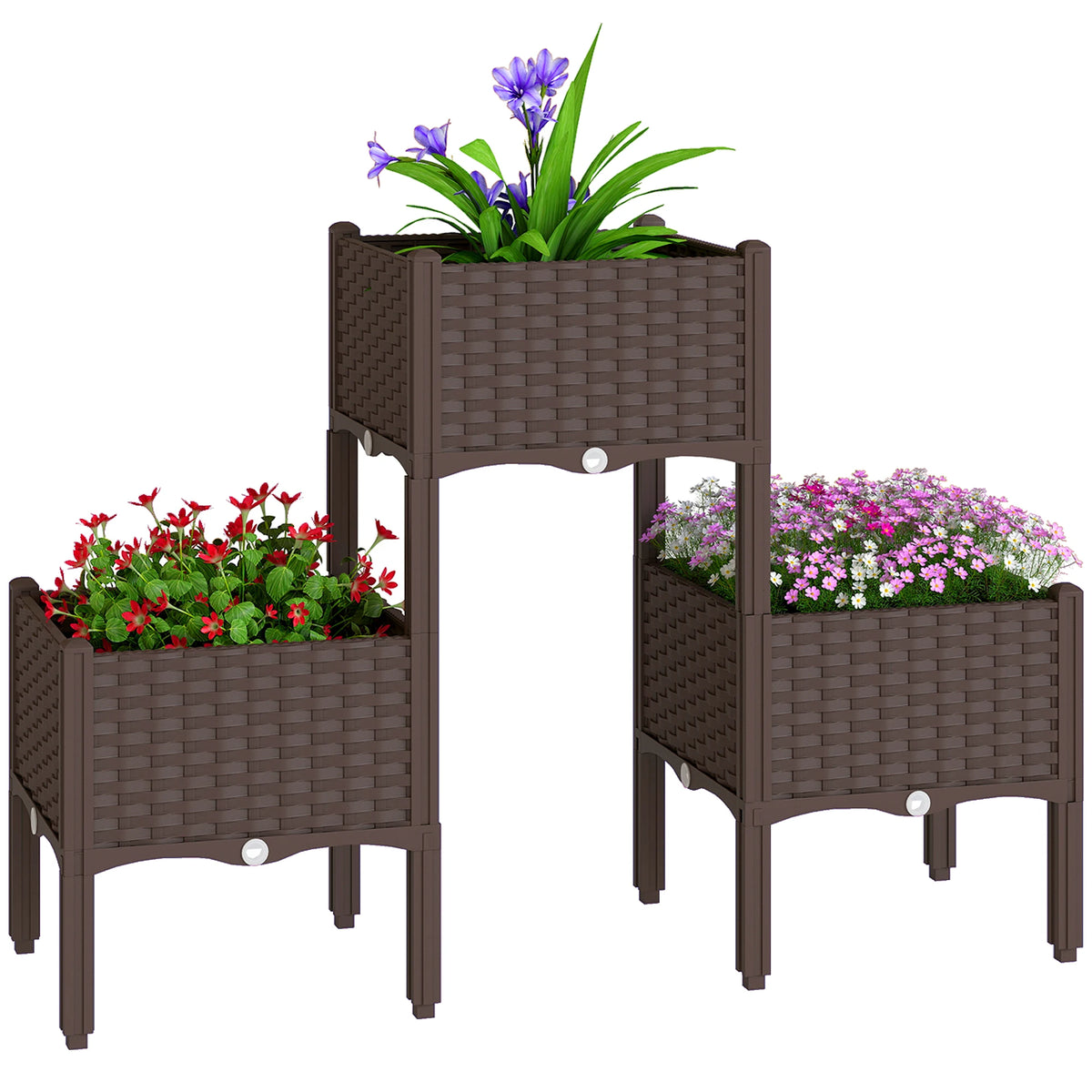 Plastic Raised Garden Bed with Legs, Self-Watering Planter Boxes