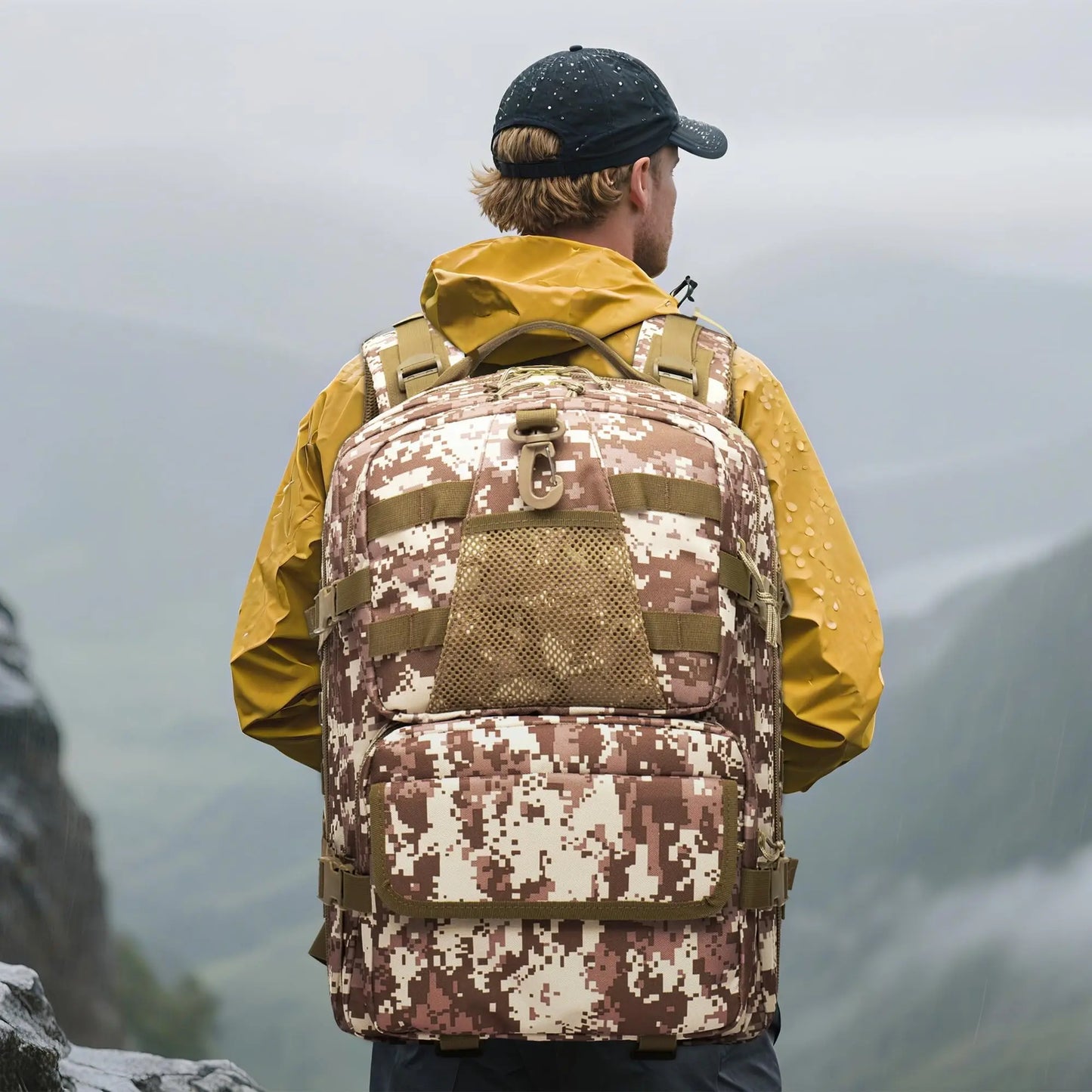50L Camouflage Tactical Backpack MOLLE Hiking Rucksack Desert Pattern