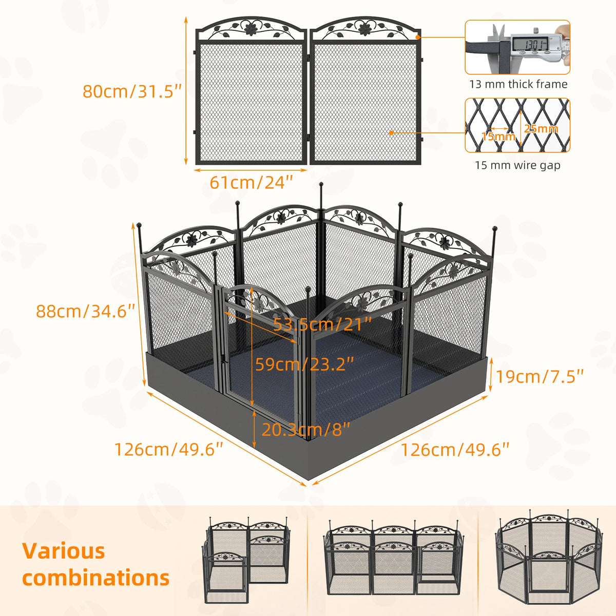 8 Panels Large Heavy Duty Dog Pet Playpen Exercise Enclosure Pet Whelping Pen Box