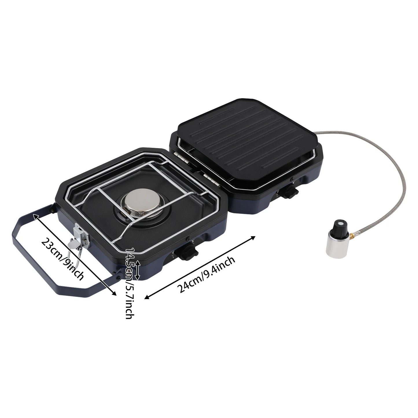 2 Burners Portable Camping Gas Stove 2.3+2.3KW Non-stick Coating Stainless Steel Folding Outdoor BBQ Cooking Stove for Camping Picnic