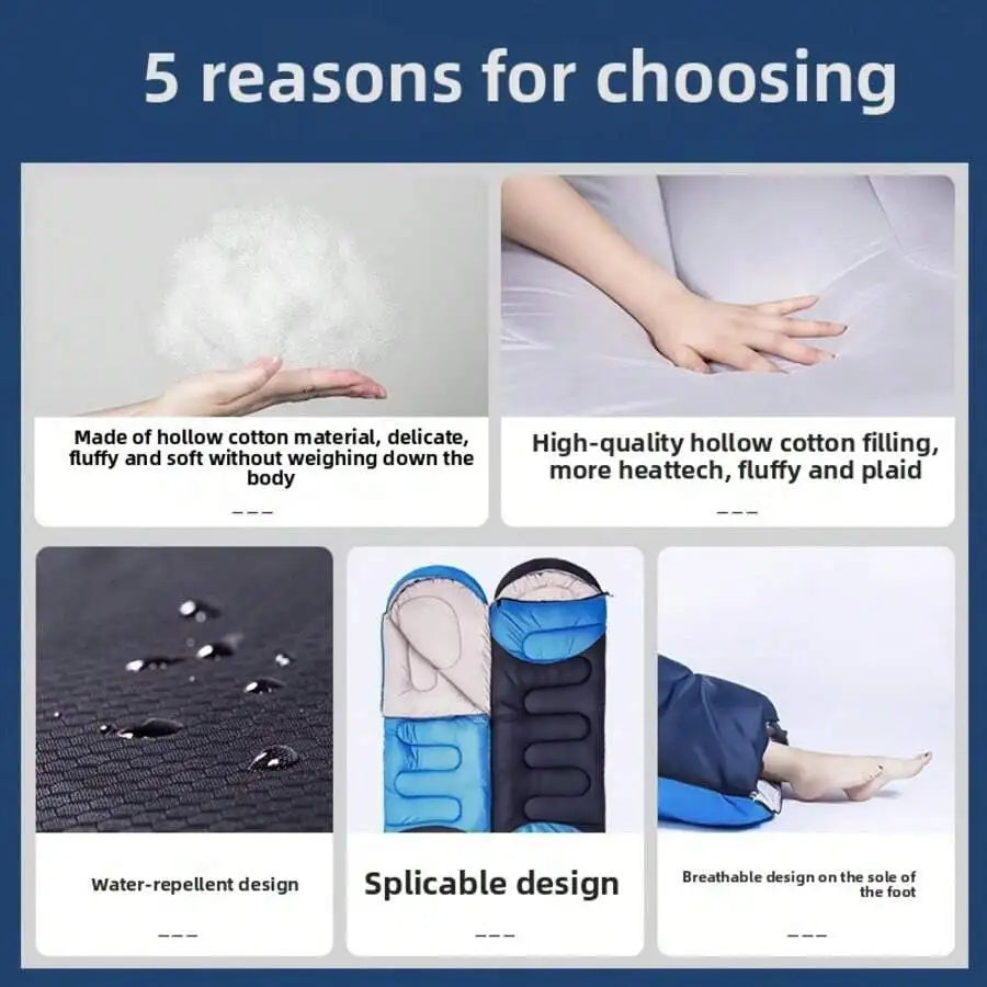 Sleeping Bags For Adults Camping (450GSM) - Temp Range (5F–32F) Portable Waterproof Compression Sack- Camping Sleeping Bags For