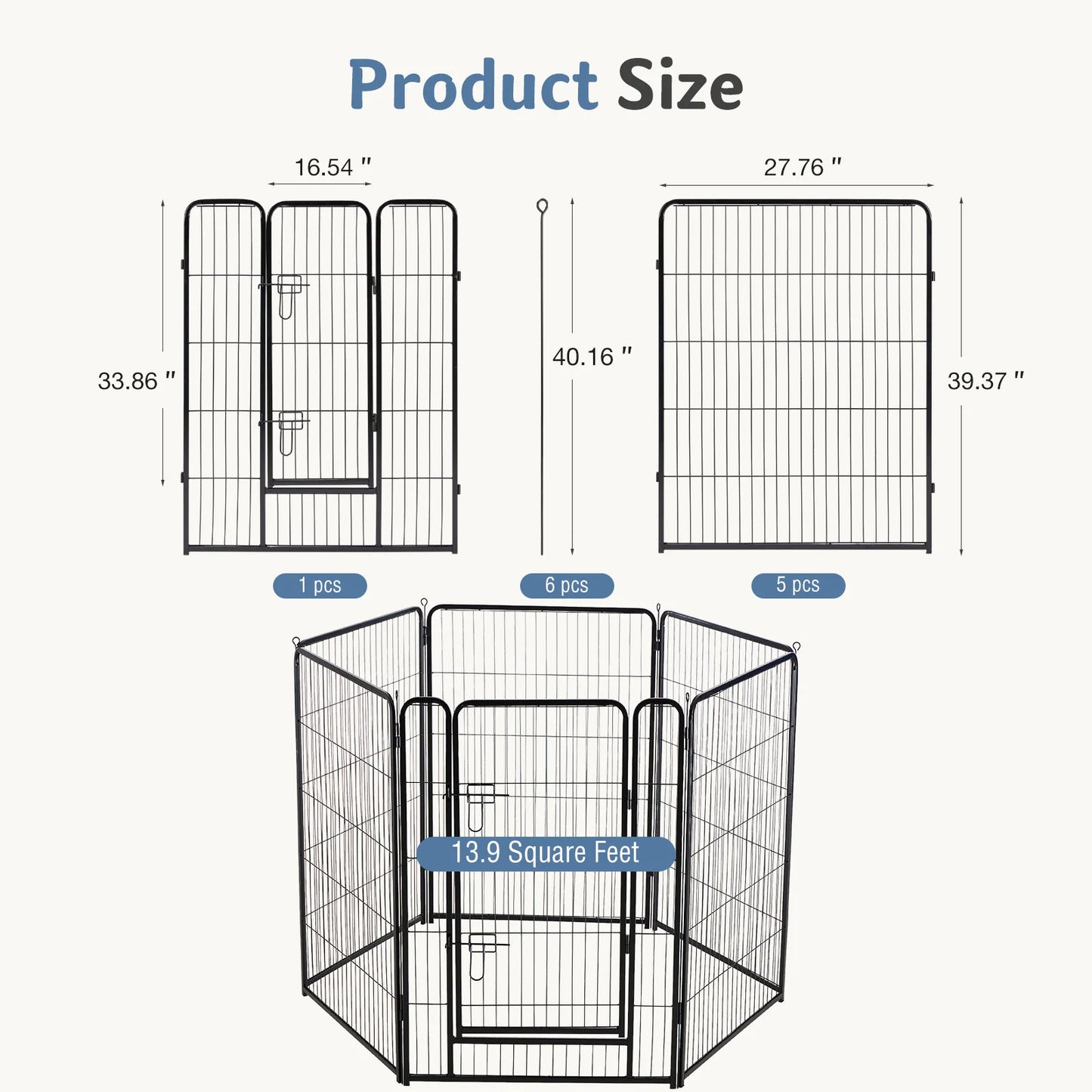 JHK Foldable Metal Dog Playpen With Secure Portable Exercise Pen