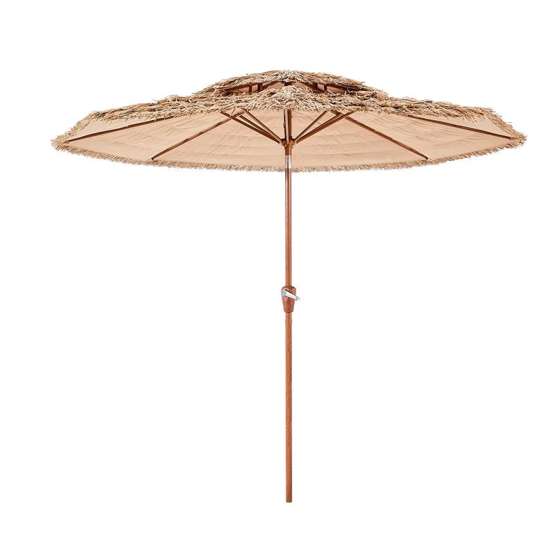 9 ft Tiki Thatched Patio Umbrella 2-Tier for Pool Beach
