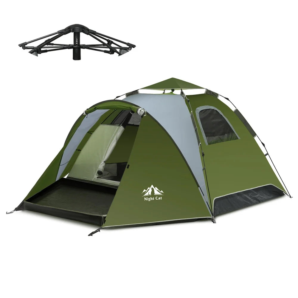 Night Cat Pop Up Tent 2-3 Person Instant Setup With Rainfly
