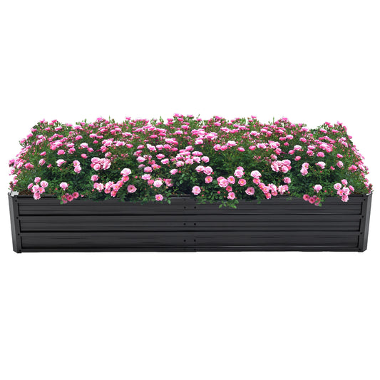 6x3x1 ft Sturdy Galvanized Steel Raised Garden Bed Planter Box for Vegetables Flowers Herbs Succulents Backyard Patio Black