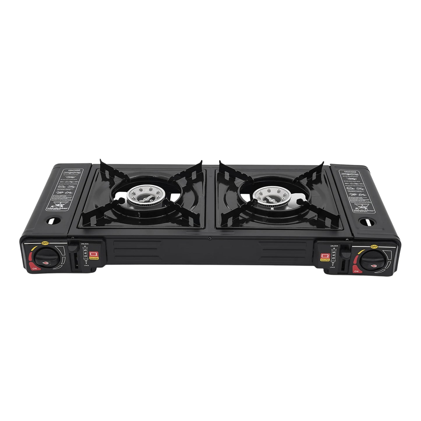2 Burners Portable Camping Stove with Baking Tray & Carrying Case, Outdoor Gas Stove for Picnic RV Tailgating