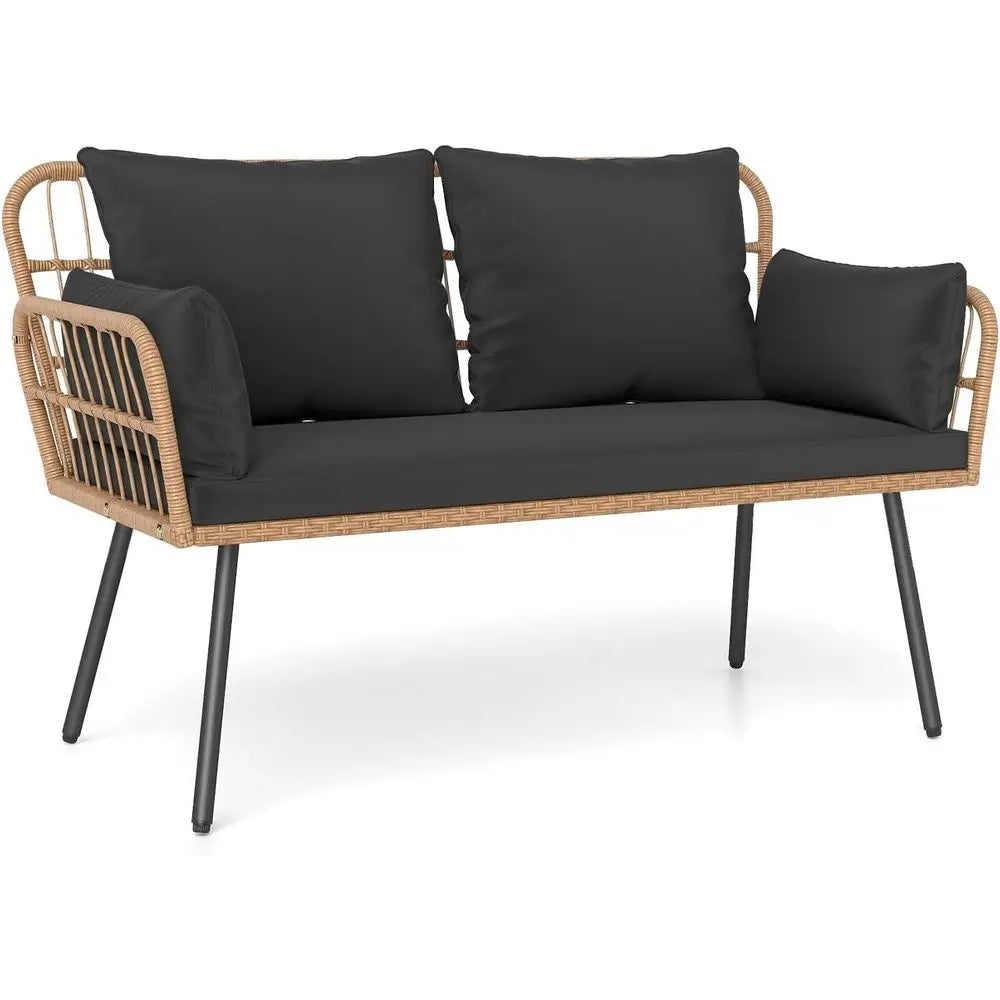 Outdoor Wicker Loveseat With Cushions For Patio And Poolside