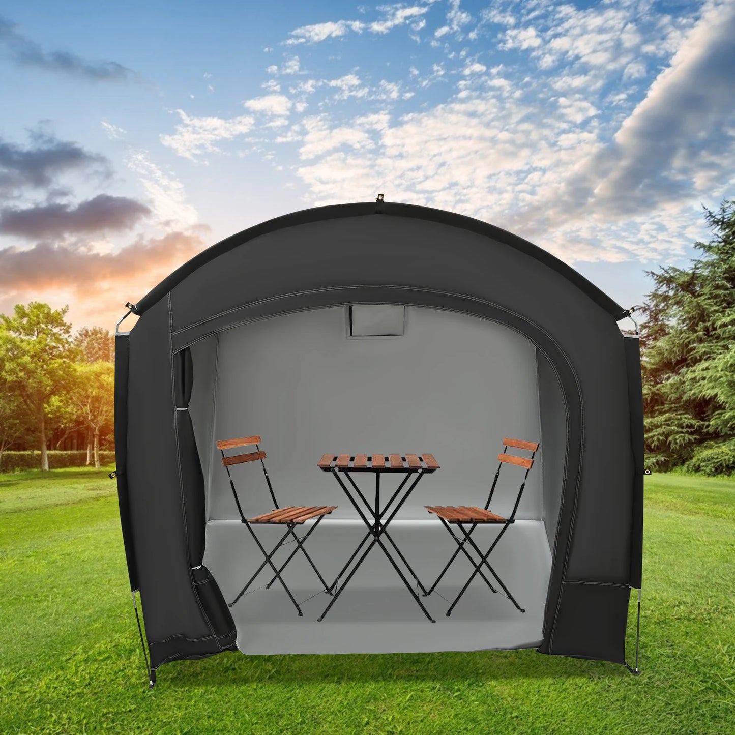 Bike Storage Tent, Outdoor Portable Storage Shed, Bicycle Storage Shelter, Waterproof UV Resistant 210D Oxford Fabric, Large Capacity for 3-4 Bikes, Easy Setup, Tear Resistant, Ventilated Window, Double Zipper, Carry Bag, Sec