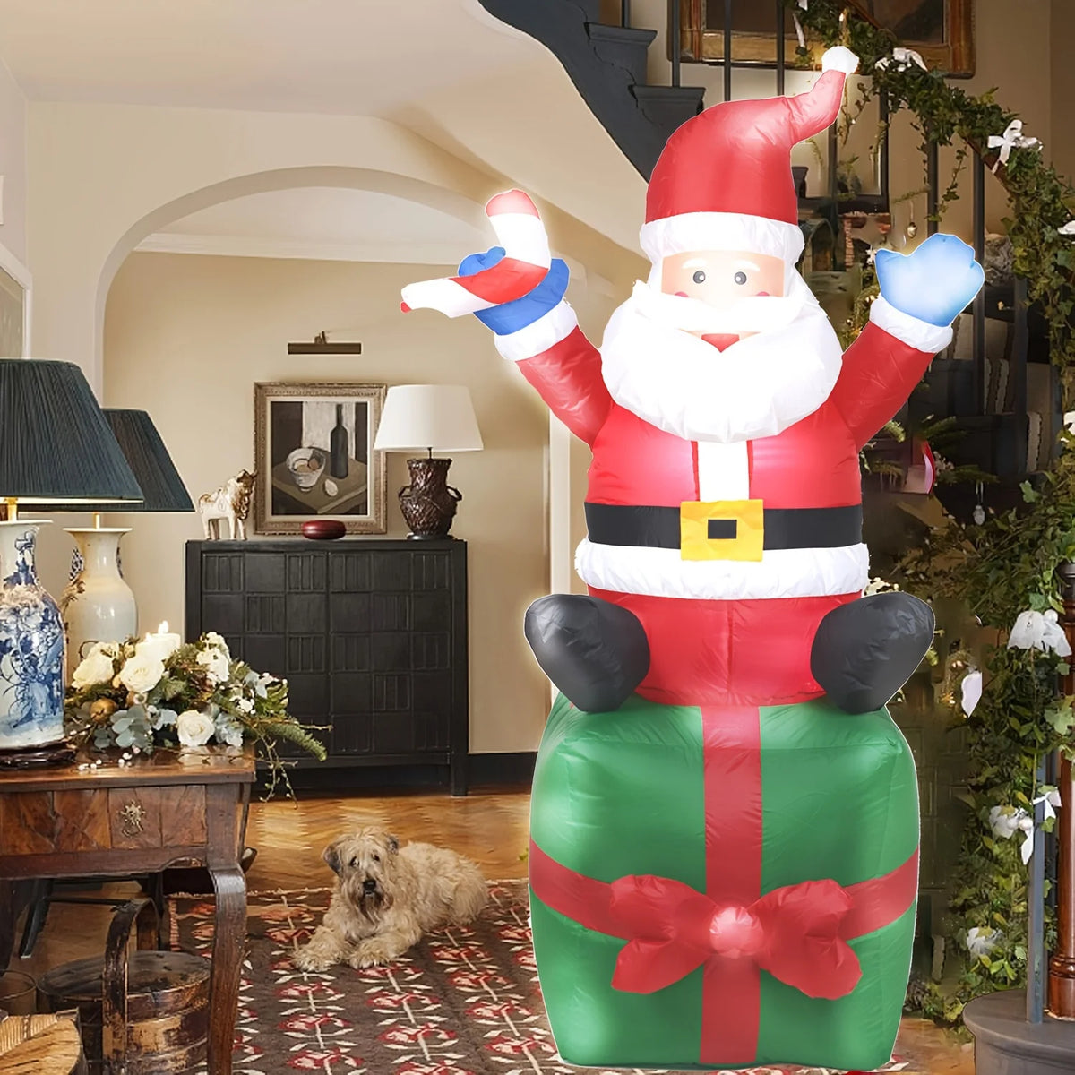 Christmas Inflatable Santa Claus Outdoor Yard Decoration LED Lights