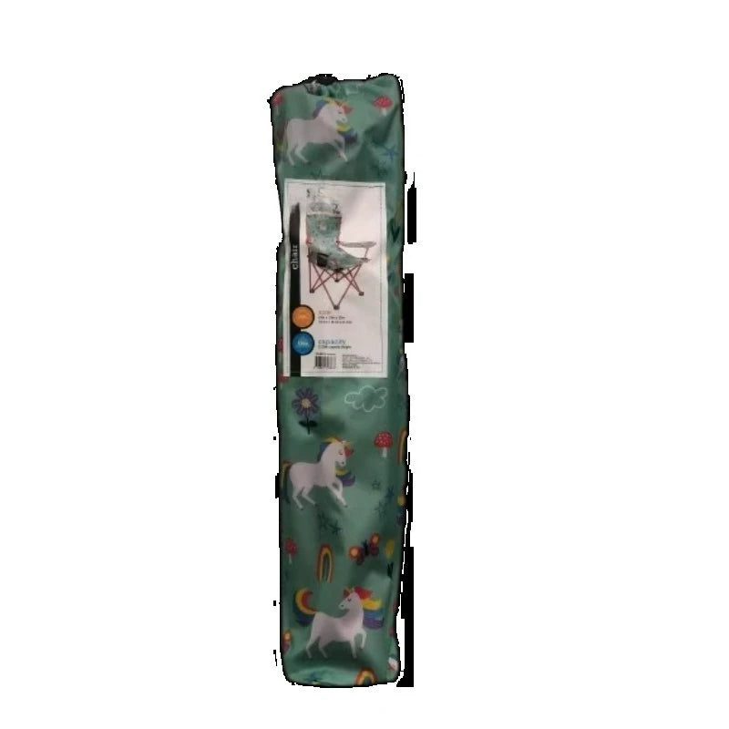 Kids Folding Camp Chair with Safety Lock, Unicorn Print, 125lb Capacity