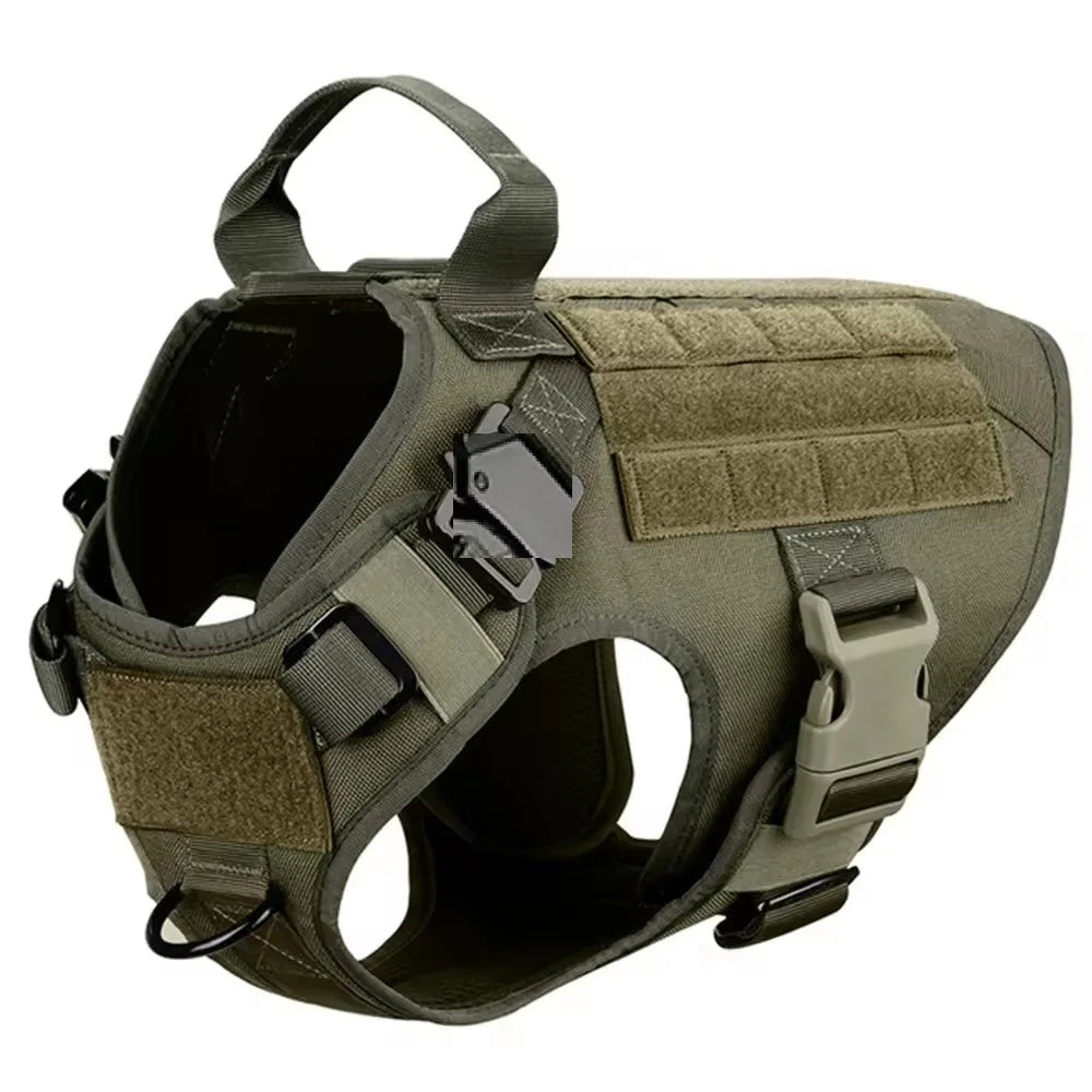 Adjustable Tactical Service Dog Harness with Breathable Padding Handle and MOLLE Panels